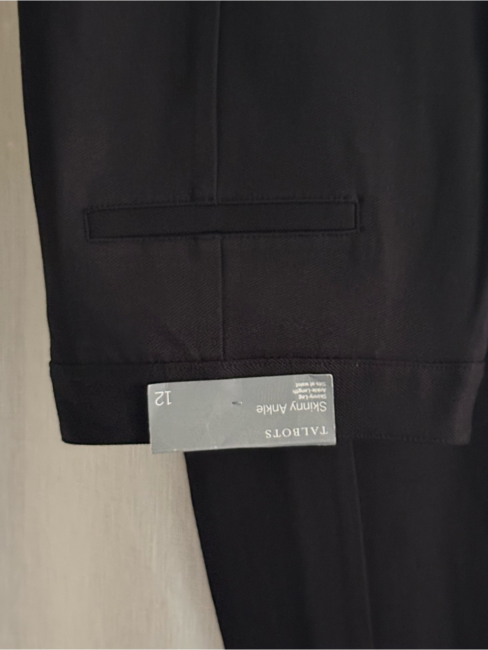 NWT Talbots Faux Suede Skinny Ankle Pants 12 Black Equestrian Stretch Trousers